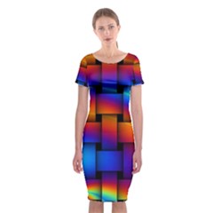 Rainbow Weaving Pattern Classic Short Sleeve Midi Dress by Amaryn4rt