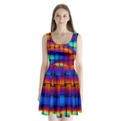 Rainbow Weaving Pattern Split Back Mini Dress  by Amaryn4rt