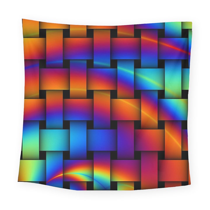 Rainbow Weaving Pattern Square Tapestry (Large)