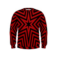 Star Red Kaleidoscope Pattern Kids  Sweatshirt by Amaryn4rt