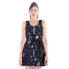 Star Structure Many Repetition Scoop Neck Skater Dress