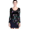 Star Structure Many Repetition Long Sleeve Velvet Bodycon Dress View1