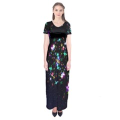 Star Structure Many Repetition Short Sleeve Maxi Dress