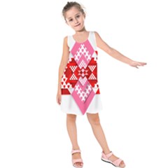 Valentine Heart Love Pattern Kids  Sleeveless Dress by Amaryn4rt