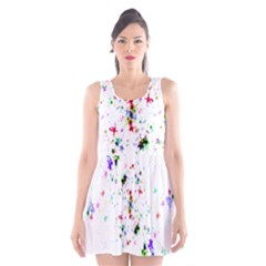 Star Structure Many Repetition Scoop Neck Skater Dress