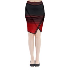 Abstract Of Red Horizontal Lines Midi Wrap Pencil Skirt by Amaryn4rt