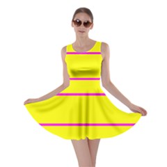 Background Image Horizontal Lines And Stripes Seamless Tileable Magenta Yellow Skater Dress by Amaryn4rt