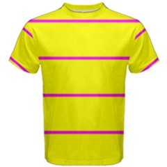 Background Image Horizontal Lines And Stripes Seamless Tileable Magenta Yellow Men s Cotton Tee by Amaryn4rt