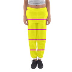 Background Image Horizontal Lines And Stripes Seamless Tileable Magenta Yellow Women s Jogger Sweatpants by Amaryn4rt