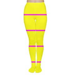 Background Image Horizontal Lines And Stripes Seamless Tileable Magenta Yellow Women s Tights by Amaryn4rt