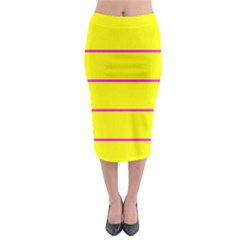 Background Image Horizontal Lines And Stripes Seamless Tileable Magenta Yellow Midi Pencil Skirt by Amaryn4rt