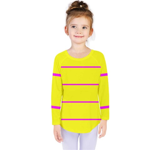 Background Image Horizontal Lines And Stripes Seamless Tileable Magenta Yellow Kids  Long Sleeve Tee by Amaryn4rt