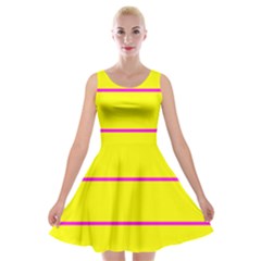Background Image Horizontal Lines And Stripes Seamless Tileable Magenta Yellow Velvet Skater Dress by Amaryn4rt