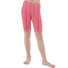 Background Image Vertical Lines And Stripes Seamless Tileable Deep Pink Salmon Kids  Mid Length Swim Shorts by Amaryn4rt