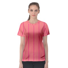 Background Image Vertical Lines And Stripes Seamless Tileable Deep Pink Salmon Women s Sport Mesh Tee