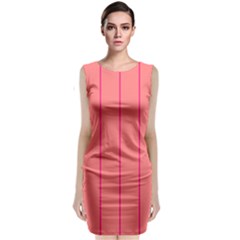 Background Image Vertical Lines And Stripes Seamless Tileable Deep Pink Salmon Classic Sleeveless Midi Dress