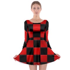 Black And Red Backgrounds Long Sleeve Skater Dress by Amaryn4rt