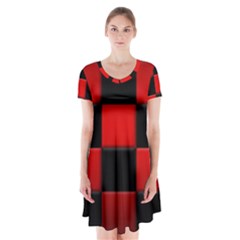 Black And Red Backgrounds Short Sleeve V-neck Flare Dress by Amaryn4rt