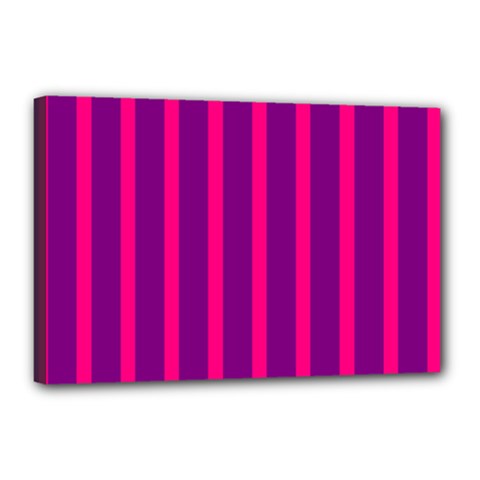 Deep Pink And Black Vertical Lines Canvas 18  x 12 