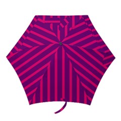 Deep Pink And Black Vertical Lines Mini Folding Umbrellas