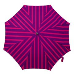 Deep Pink And Black Vertical Lines Hook Handle Umbrellas (Small)