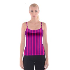 Deep Pink And Black Vertical Lines Spaghetti Strap Top