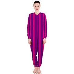 Deep Pink And Black Vertical Lines OnePiece Jumpsuit (Ladies) 