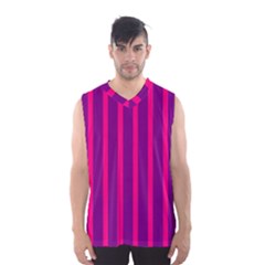 Deep Pink And Black Vertical Lines Men s Basketball Tank Top