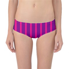 Deep Pink And Black Vertical Lines Classic Bikini Bottoms