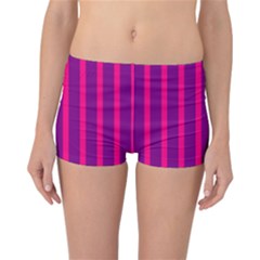 Deep Pink And Black Vertical Lines Reversible Bikini Bottoms