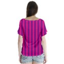 Deep Pink And Black Vertical Lines Flutter Sleeve Top View2