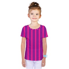 Deep Pink And Black Vertical Lines Kids  One Piece Tee