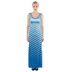 Blue Dot Pattern Maxi Thigh Split Dress by Amaryn4rt