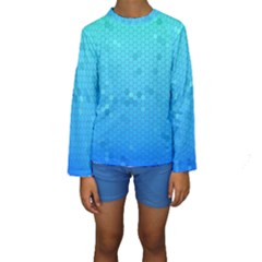 Blue Seamless Black Hexagon Pattern Kids  Long Sleeve Swimwear by Amaryn4rt