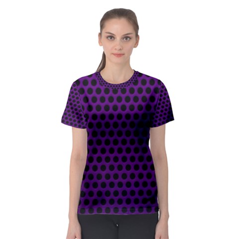 Dark Purple Metal Mesh With Round Holes Texture Women s Sport Mesh Tee by Amaryn4rt