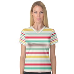 Papel De Envolver Hooray Circus Stripe Red Pink Dot Women s V-neck Sport Mesh Tee