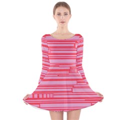 Index Red Pink Long Sleeve Velvet Skater Dress