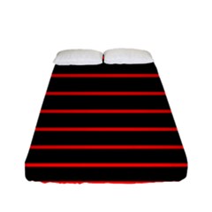 Red And Black Horizontal Lines And Stripes Seamless Tileable Fitted Sheet (full/ Double Size) by Amaryn4rt
