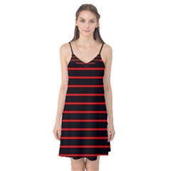 Red And Black Horizontal Lines And Stripes Seamless Tileable Camis Nightgown by Amaryn4rt