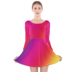 Rainbow Colors Long Sleeve Velvet Skater Dress