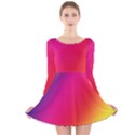 Rainbow Colors Long Sleeve Velvet Skater Dress View1