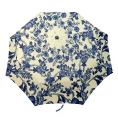 Vintage Blue Drawings On Fabric Folding Umbrellas by Amaryn4rt
