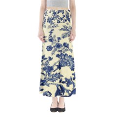 Vintage Blue Drawings On Fabric Maxi Skirts