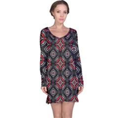 Abstract Black And Red Pattern Long Sleeve Nightdress by Amaryn4rt