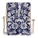 White Dark blue flowers Drawstring Bag (Large) View1