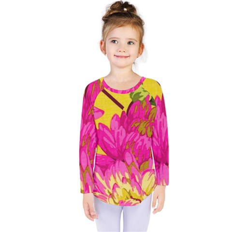 Cute Pink Flower Kids  Long Sleeve Tee by Brittlevirginclothing