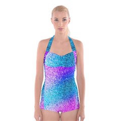 Rainbow Sparkles Boyleg Halter Swimsuit 