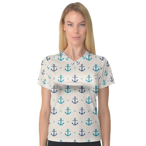 Sailor Anchor Women s V-neck Sport Mesh Tee by Brittlevirginclothing