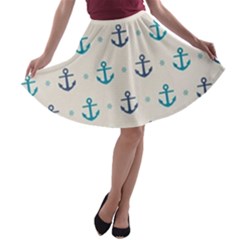 Sailor Anchor A-line Skater Skirt by Brittlevirginclothing