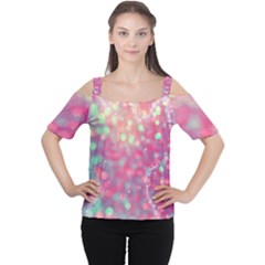 Colorful Sparkles Women s Cutout Shoulder Tee